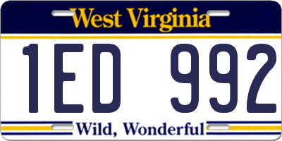 WV license plate 1ED992