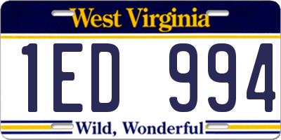 WV license plate 1ED994
