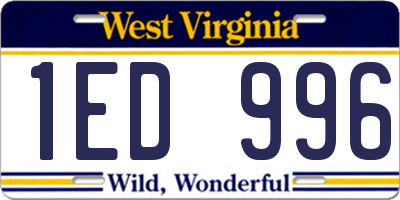 WV license plate 1ED996
