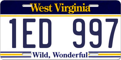 WV license plate 1ED997