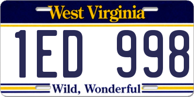 WV license plate 1ED998