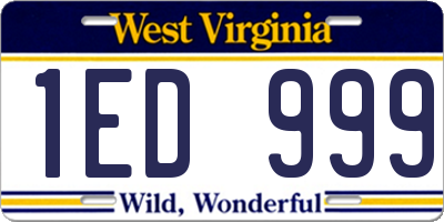 WV license plate 1ED999
