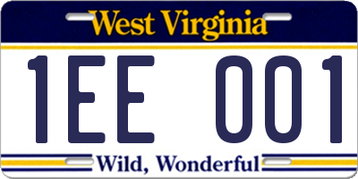 WV license plate 1EE001