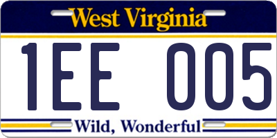 WV license plate 1EE005