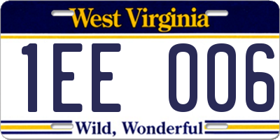 WV license plate 1EE006