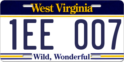 WV license plate 1EE007