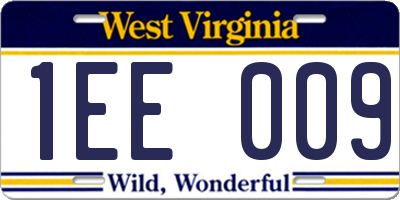 WV license plate 1EE009