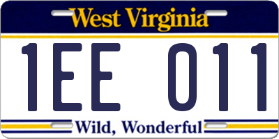 WV license plate 1EE011