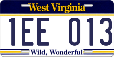 WV license plate 1EE013