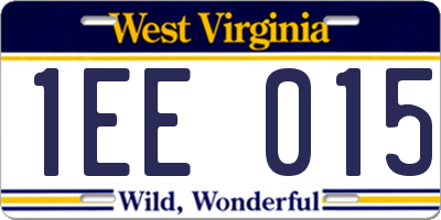 WV license plate 1EE015