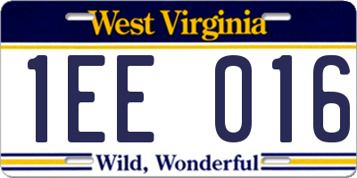 WV license plate 1EE016