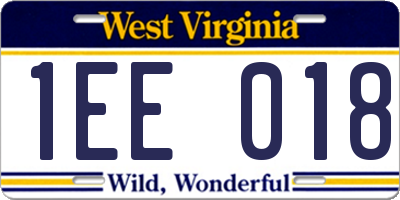 WV license plate 1EE018