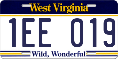 WV license plate 1EE019