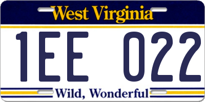 WV license plate 1EE022
