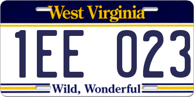 WV license plate 1EE023