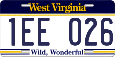 WV license plate 1EE026