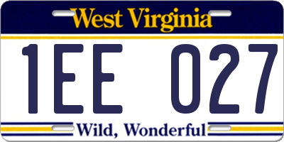WV license plate 1EE027
