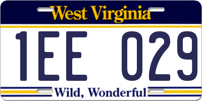 WV license plate 1EE029