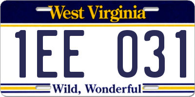 WV license plate 1EE031