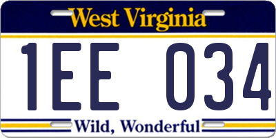 WV license plate 1EE034
