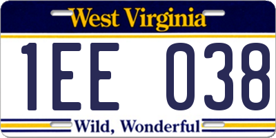 WV license plate 1EE038
