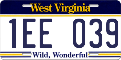 WV license plate 1EE039