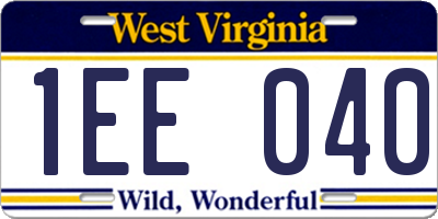 WV license plate 1EE040