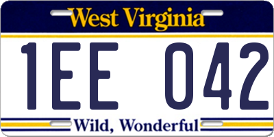WV license plate 1EE042