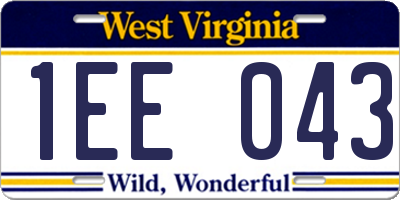 WV license plate 1EE043