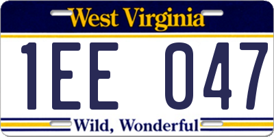 WV license plate 1EE047