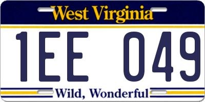 WV license plate 1EE049