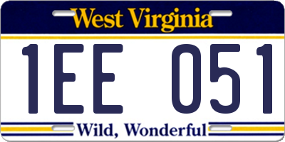 WV license plate 1EE051