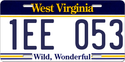 WV license plate 1EE053