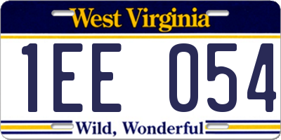 WV license plate 1EE054