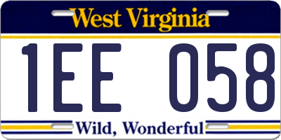 WV license plate 1EE058