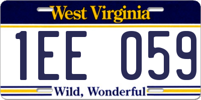 WV license plate 1EE059