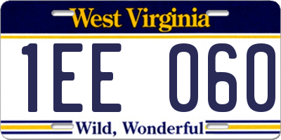 WV license plate 1EE060