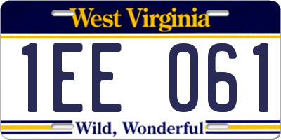 WV license plate 1EE061