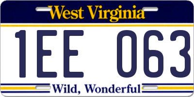 WV license plate 1EE063