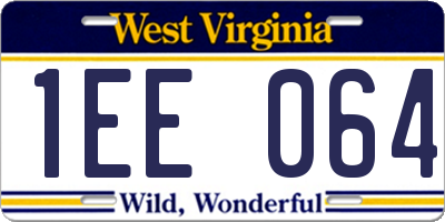 WV license plate 1EE064