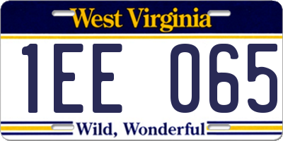 WV license plate 1EE065