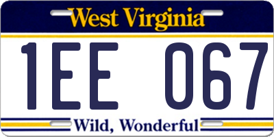 WV license plate 1EE067