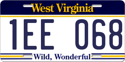 WV license plate 1EE068