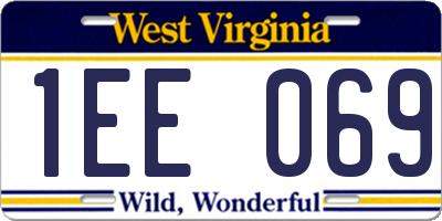 WV license plate 1EE069