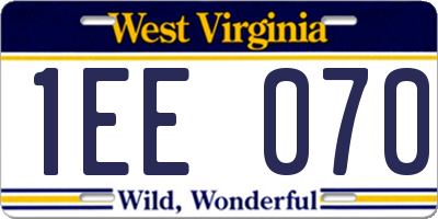 WV license plate 1EE070
