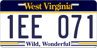 WV license plate 1EE071