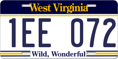 WV license plate 1EE072