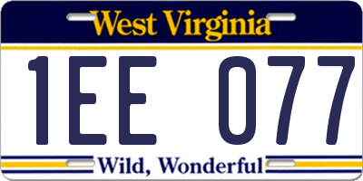 WV license plate 1EE077