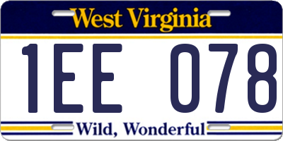 WV license plate 1EE078