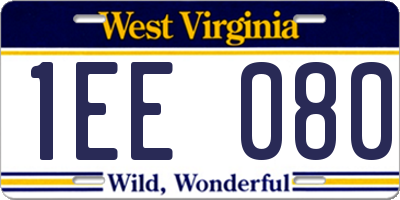 WV license plate 1EE080
